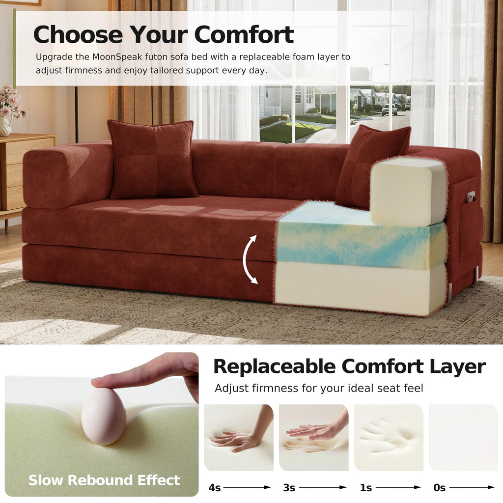 78.8'' Futon Sofa Bed, Boneless Couches for Living Room
