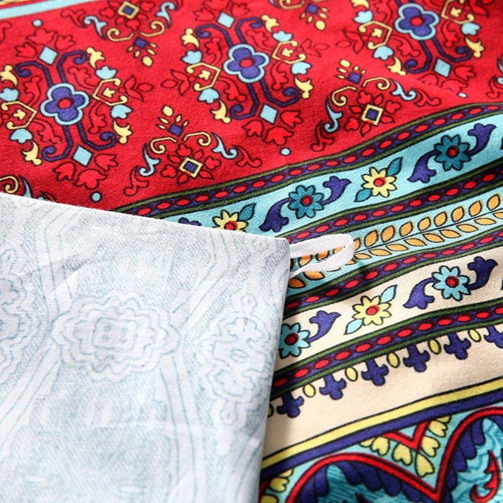 Brushed Cotton Bohemian Duvet Cover and Fitted Sheet Sets Queen Size 4 Pieces