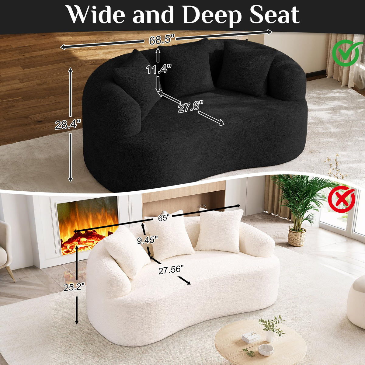 Oversized Chenille Cloud Sectional with Pillows