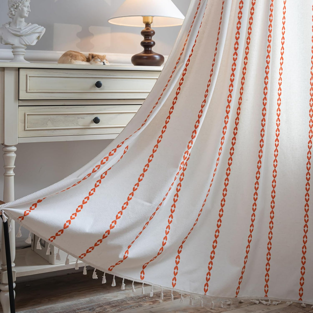 Boho Tassel Rod-Pocket Curtain Panel