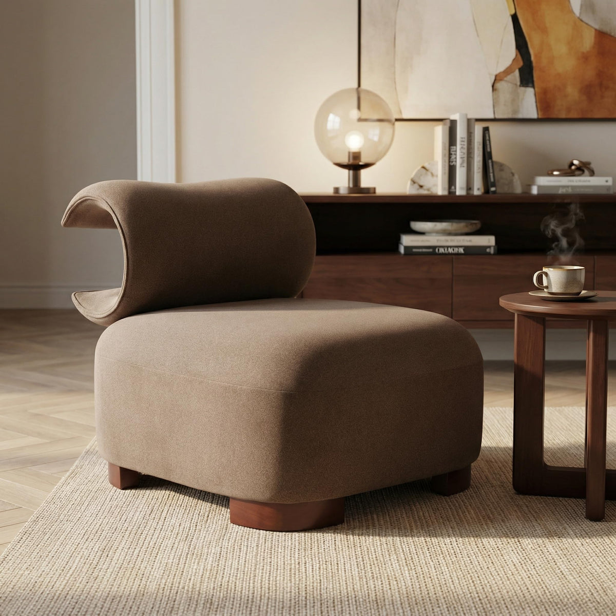 Merax Modern Accent Chair with Pet Cave & Storage