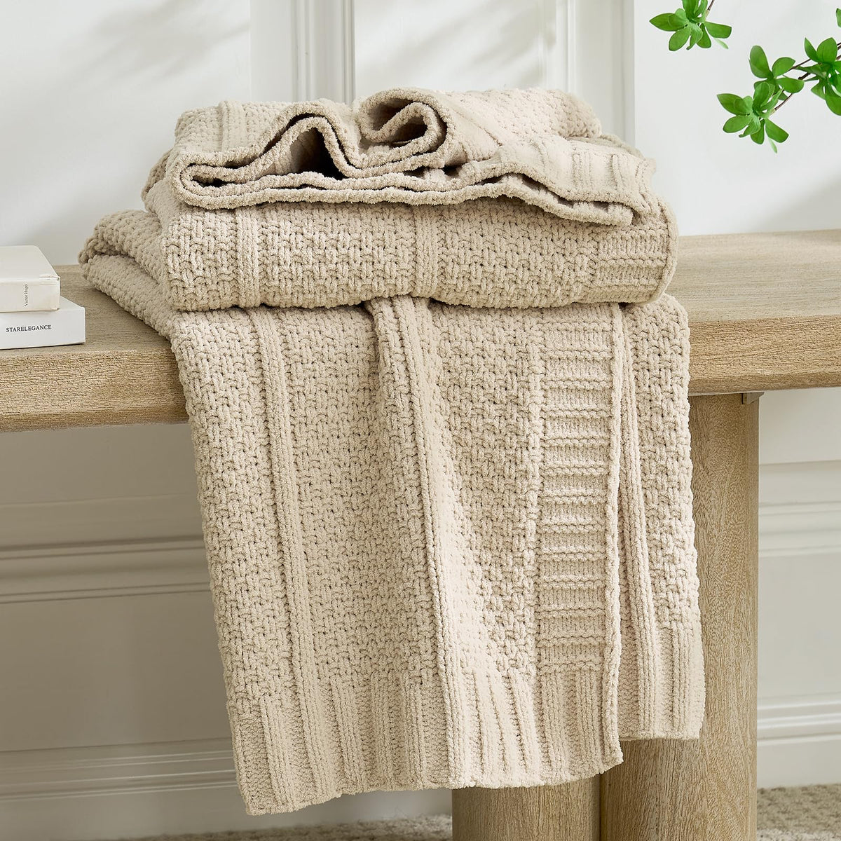 Moss-Stitch Chenille Throw Blanket