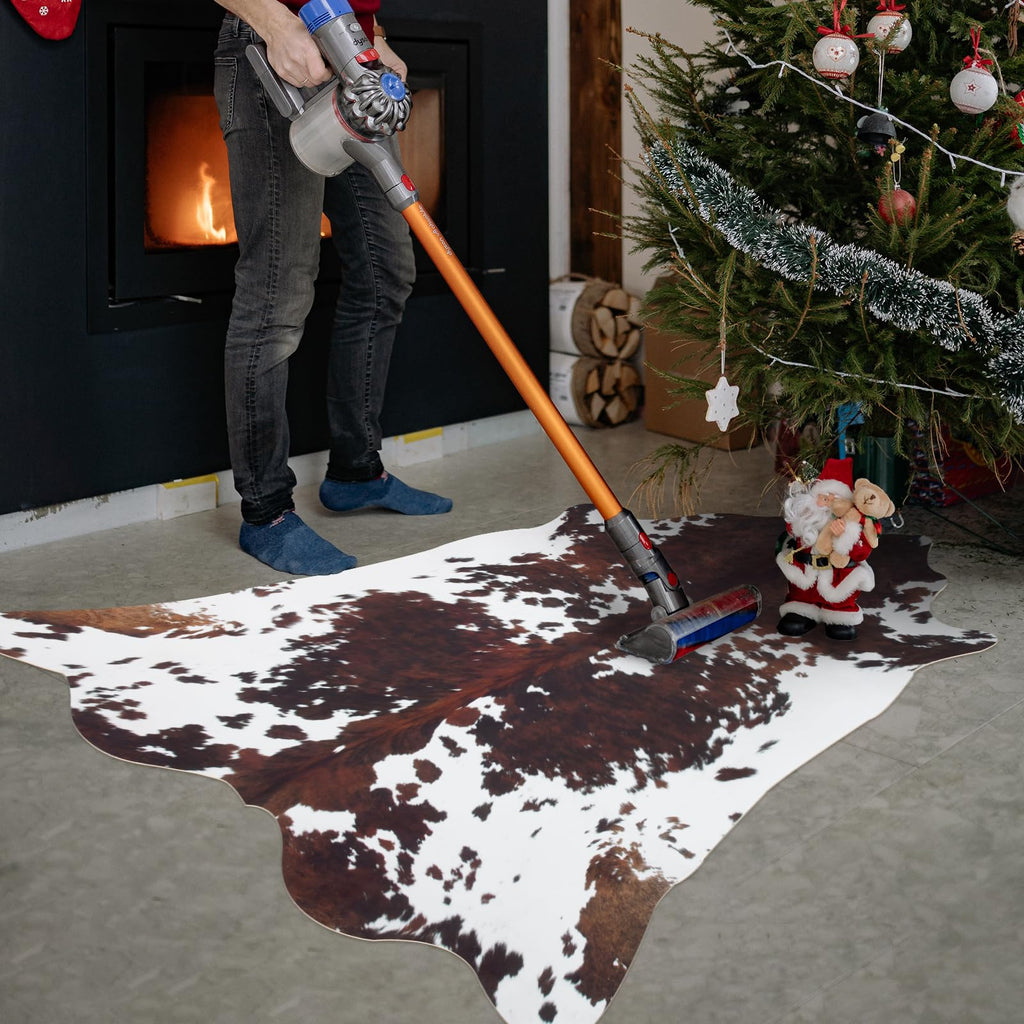 Faux Cowhide Rug 4.6x5.2 ft Cow Hide Faux Cowhide for Living Room Bedroom Dining