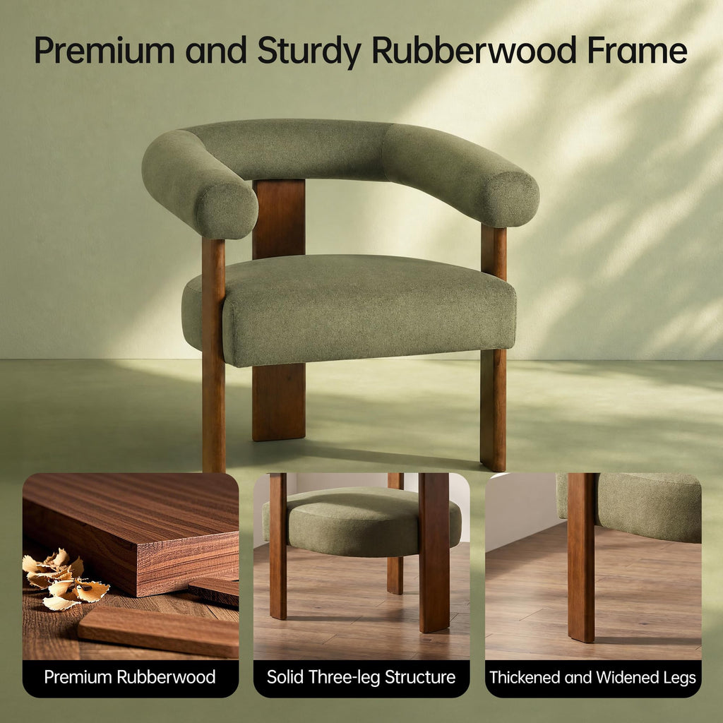 VKNOW Barrel Accent Chairs Set of 2 with Armrests and Rubberwood Legs