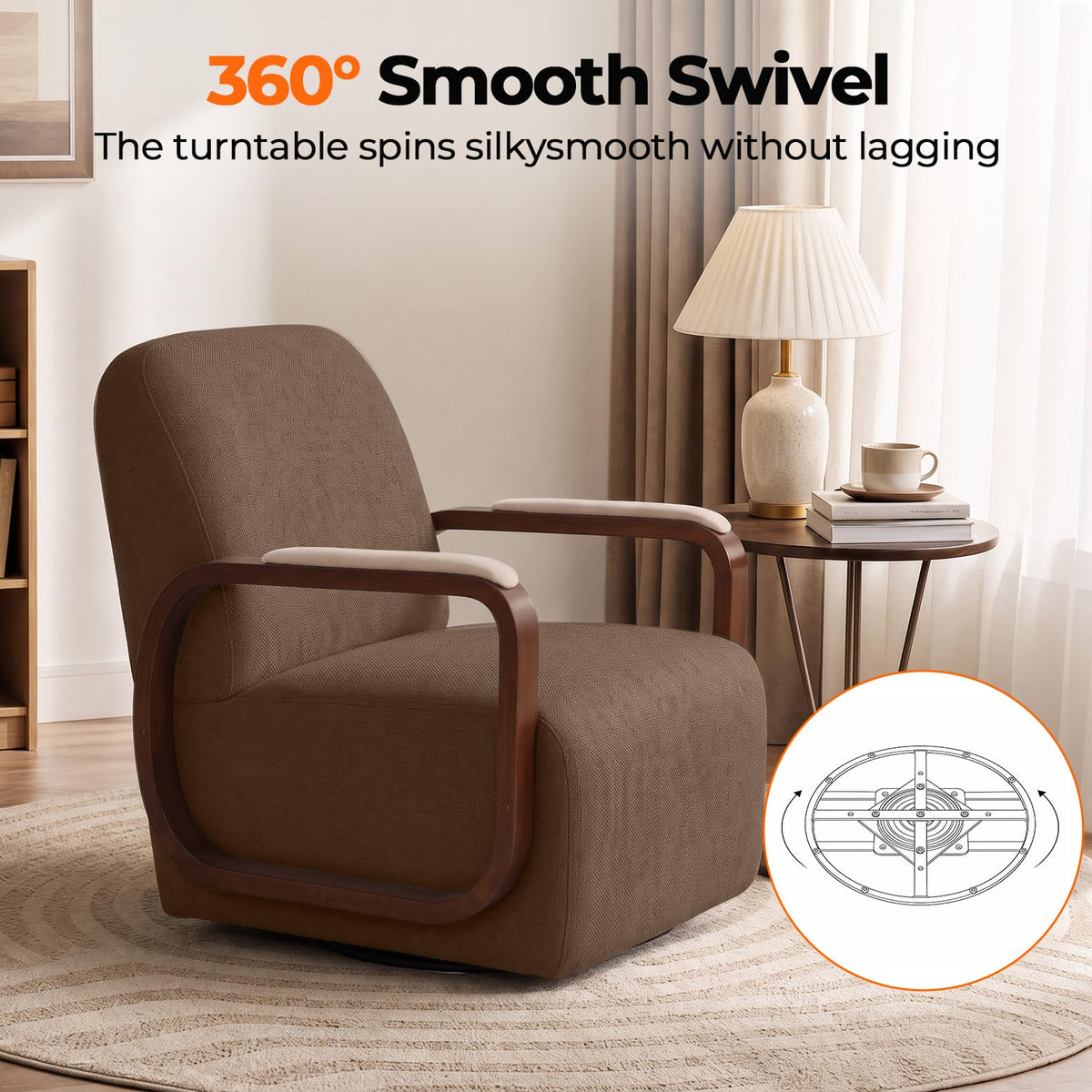 Couchus Swivel Accent Chair with Sturdy Base (Beige, Set of 2)