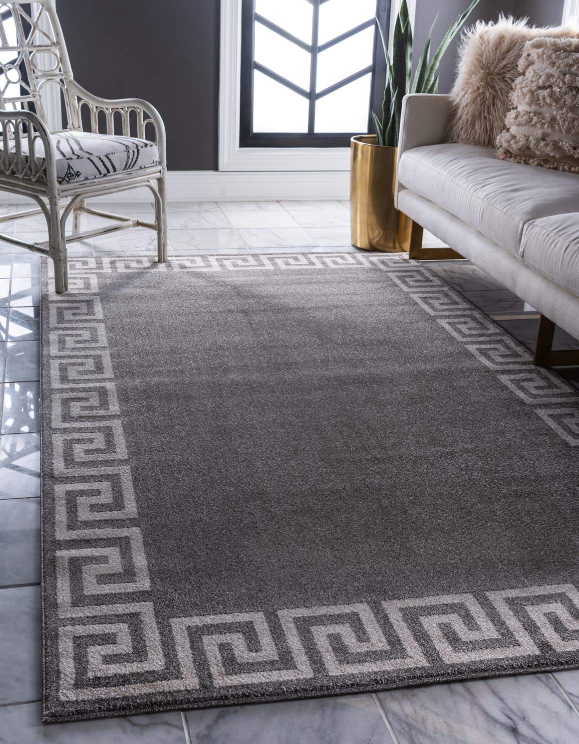 Unique Loom Athens Collection Classic Geometric Modern Border Design Area Rug