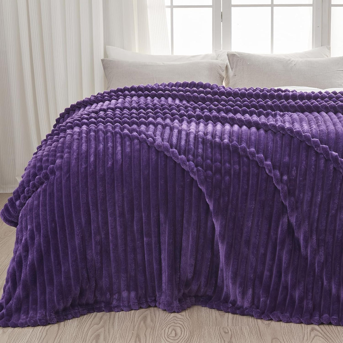 Ribbed Fleece Throw Blanket