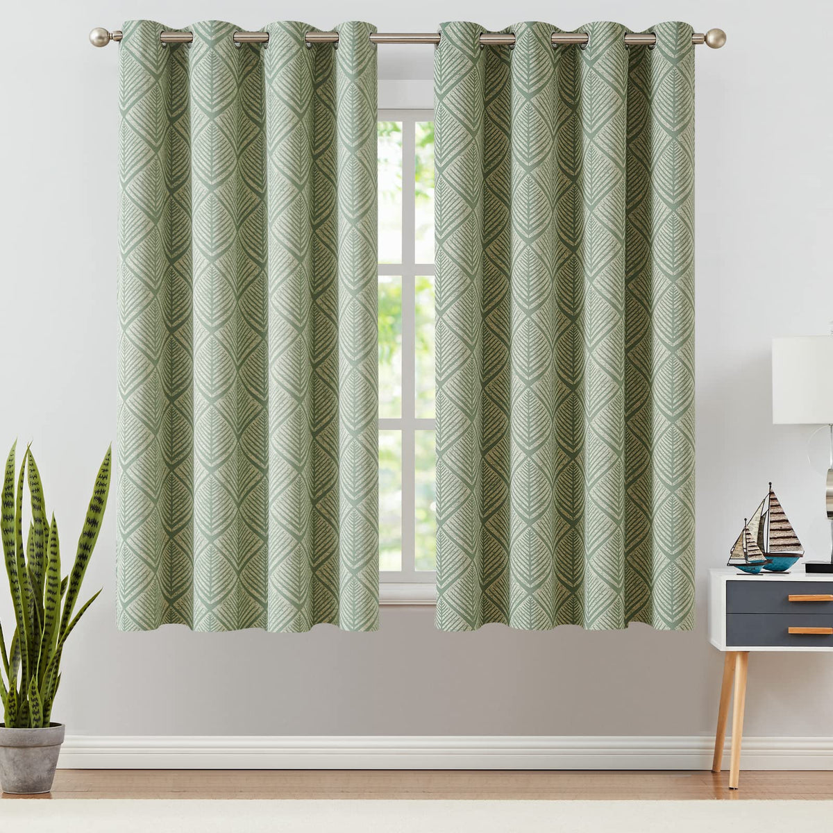 Geometric Blackout Grommet Curtains, Set of Two