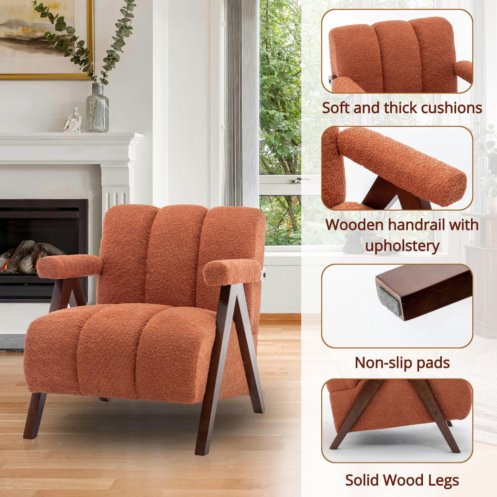 Mid Century Modern Accent Chairs Set of 2 with Solid Wood Frame