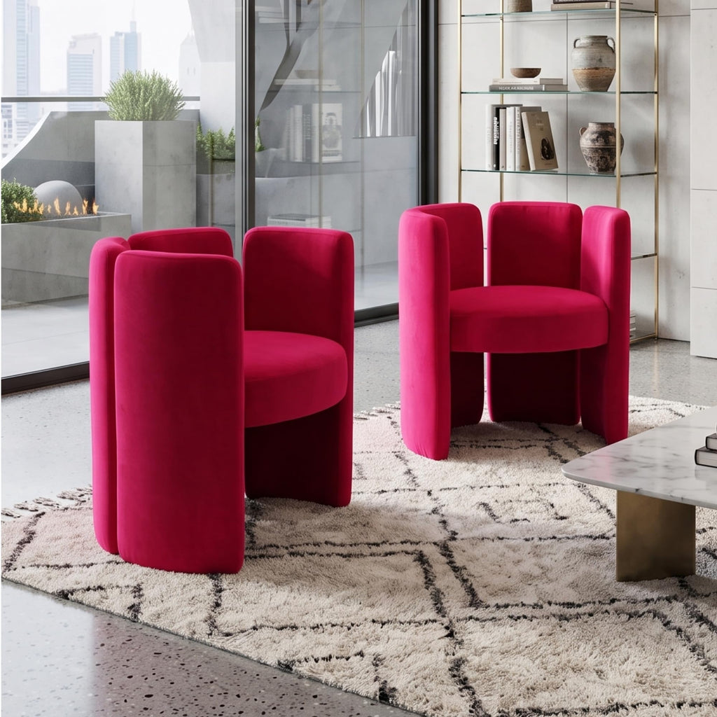 chairus Modern Accent Chair, Unique Velvet Barrel Reading Chair, Green