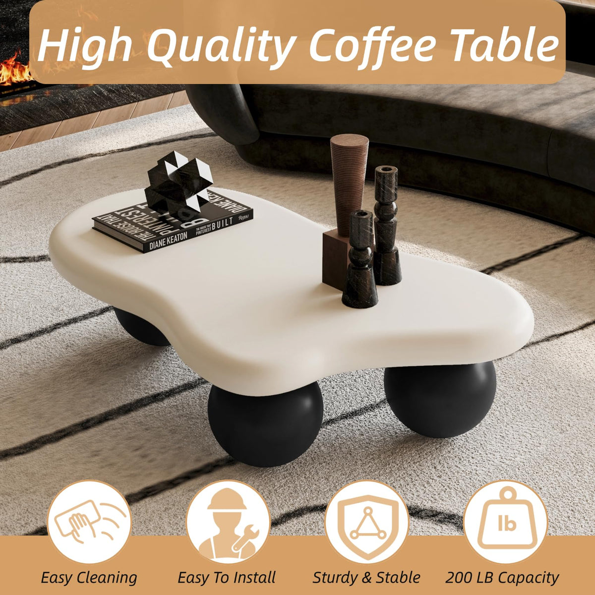 Cloud Coffee Table with Ball Legs