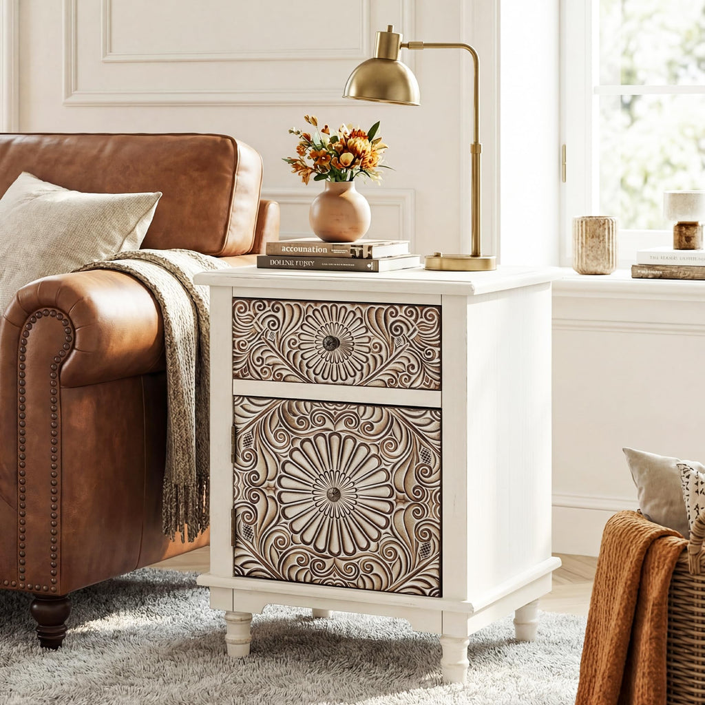Round Three-Drawer Nightstand