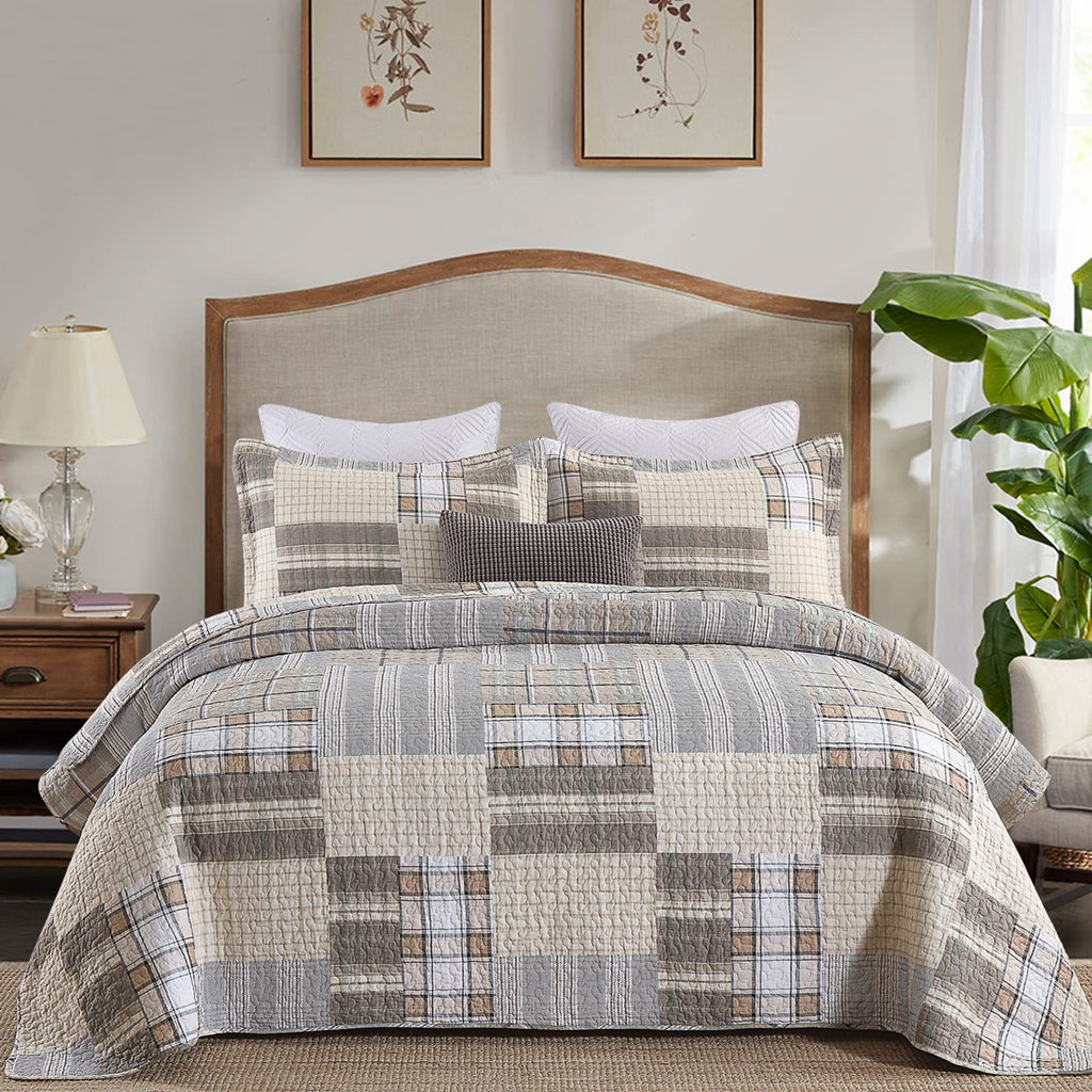 PANGUSHAN 100% Cotton Quilt Set Queen Size