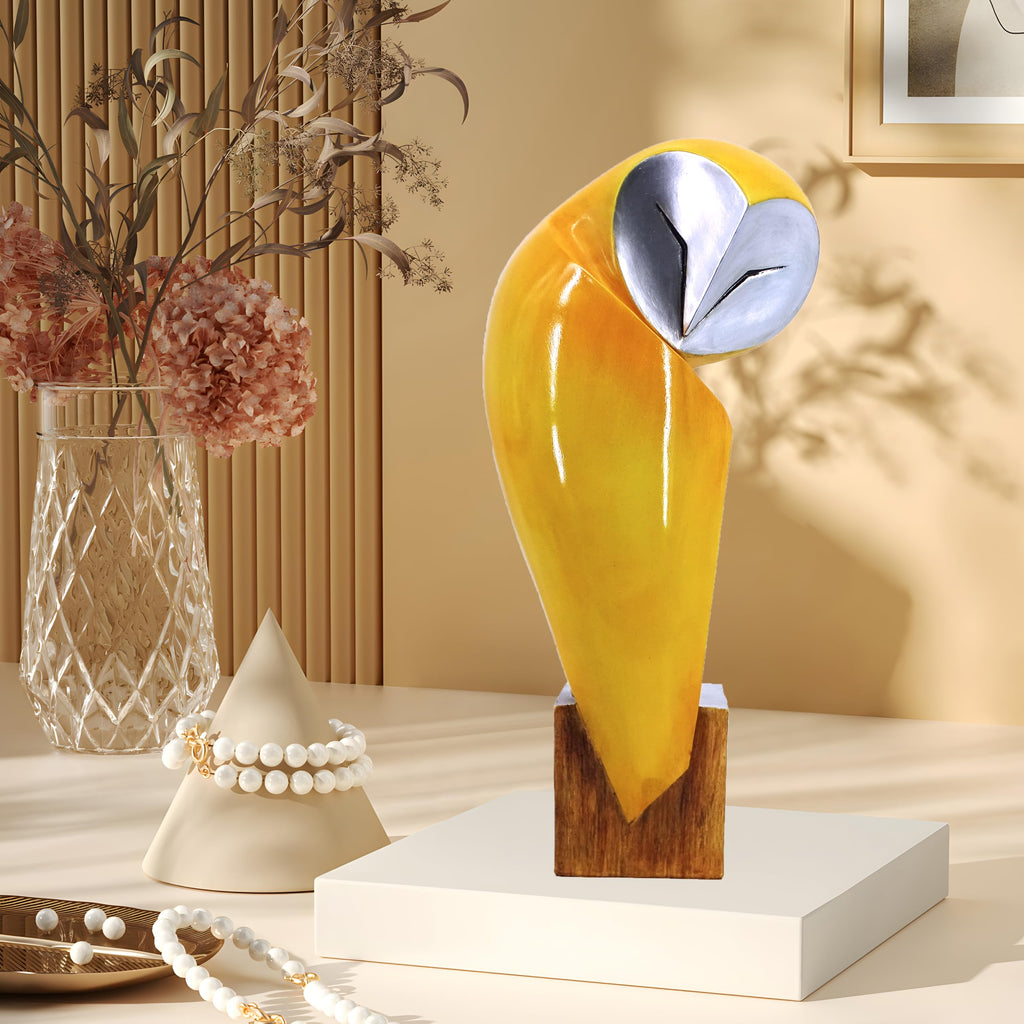 Mid-Century Modern Owl Statue, 15 Inch Home Decor Sculpture