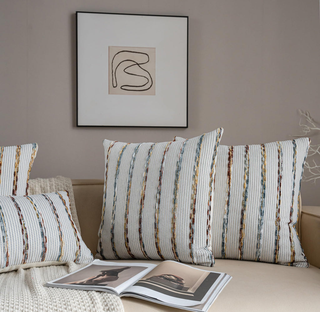 Striped Chenille Pillow Covers