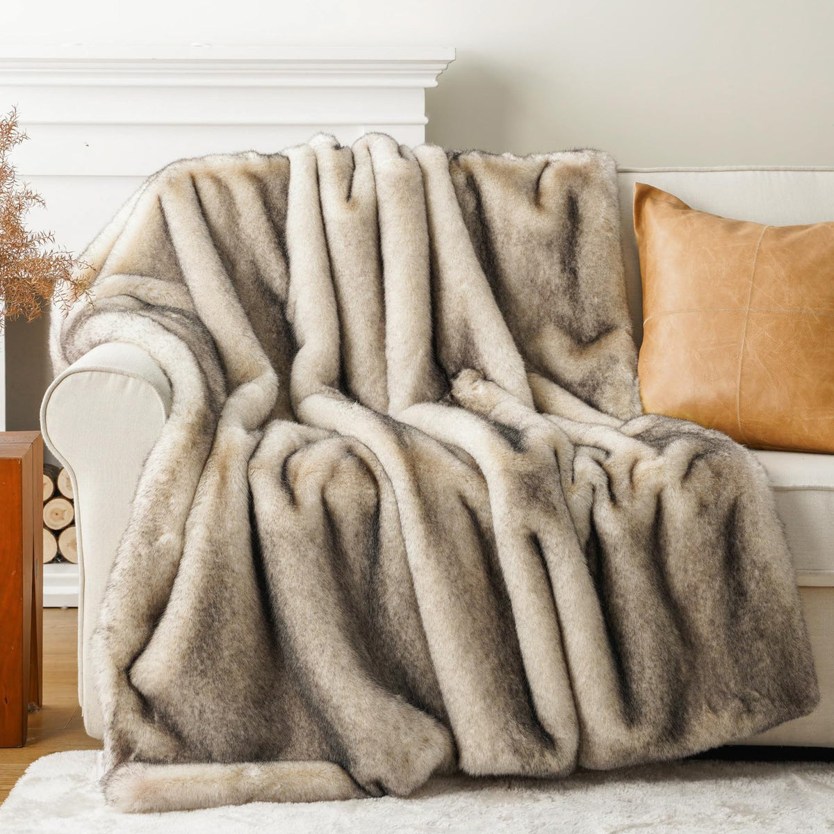 Shaggy Faux Fur Throw Blanket