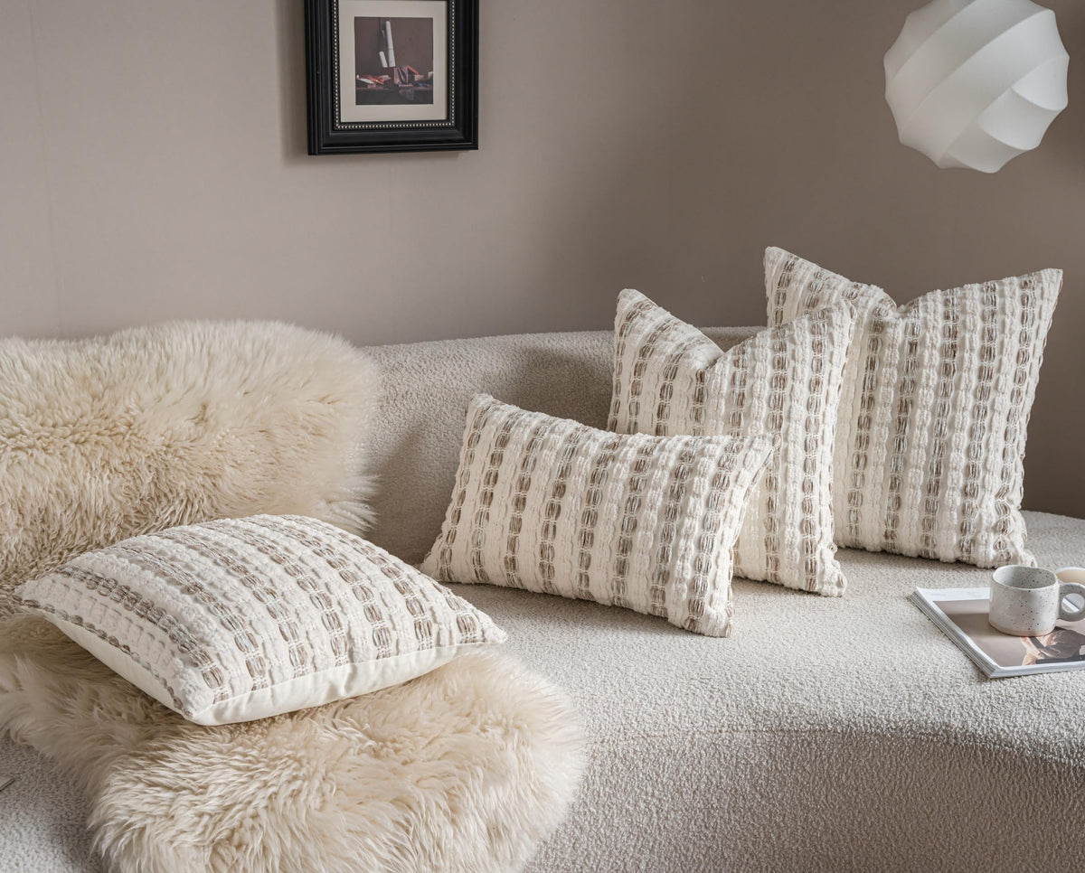 Striped Chenille Pillow Covers