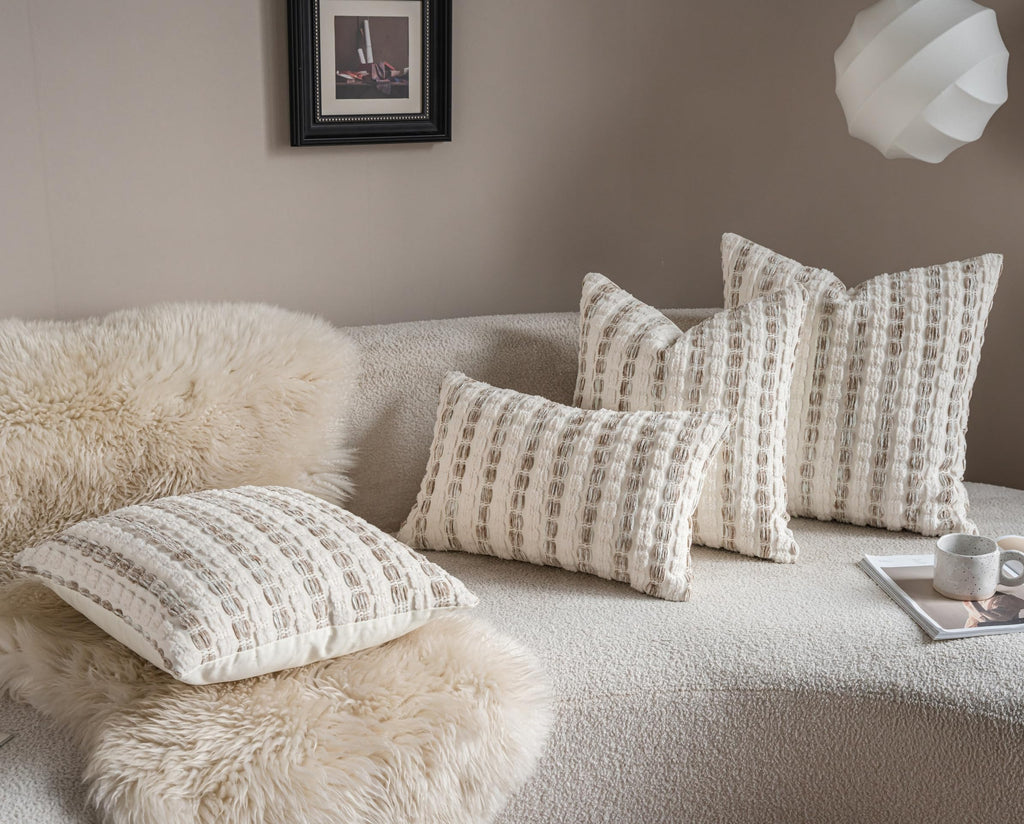 Striped Chenille Pillow Covers