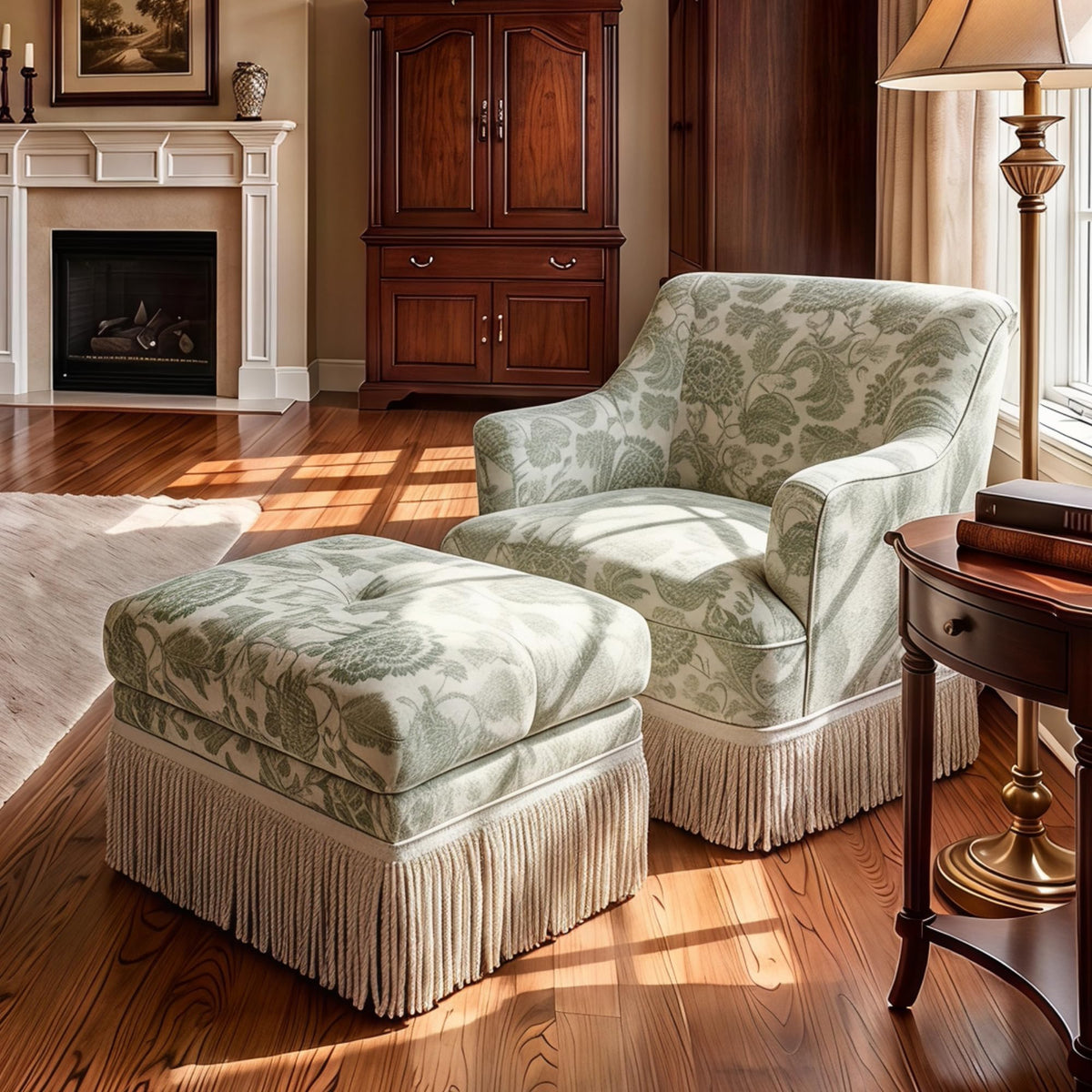 Hyfirm Vintage Accent Chair with Fringe Tassel Skirt