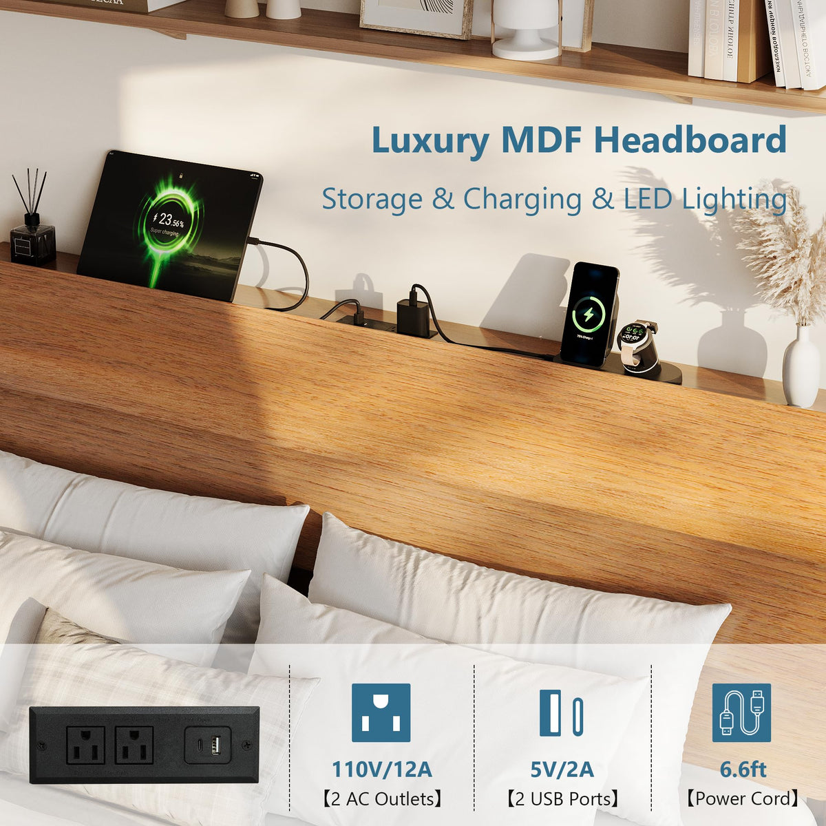 GalnFu King Size Floating Bed Frame with LED Lights
