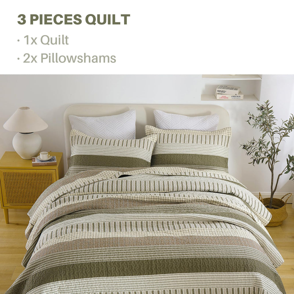 PANGUSHAN 100% Cotton Quilt Set Queen Size