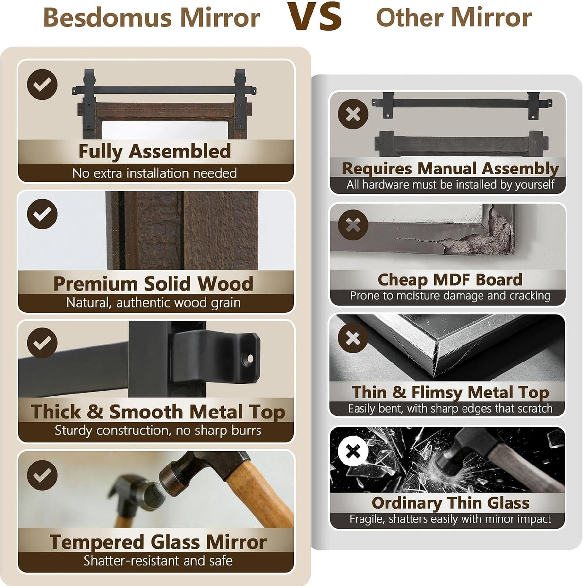 Rustic Barn-Door Bathroom Vanity Mirror