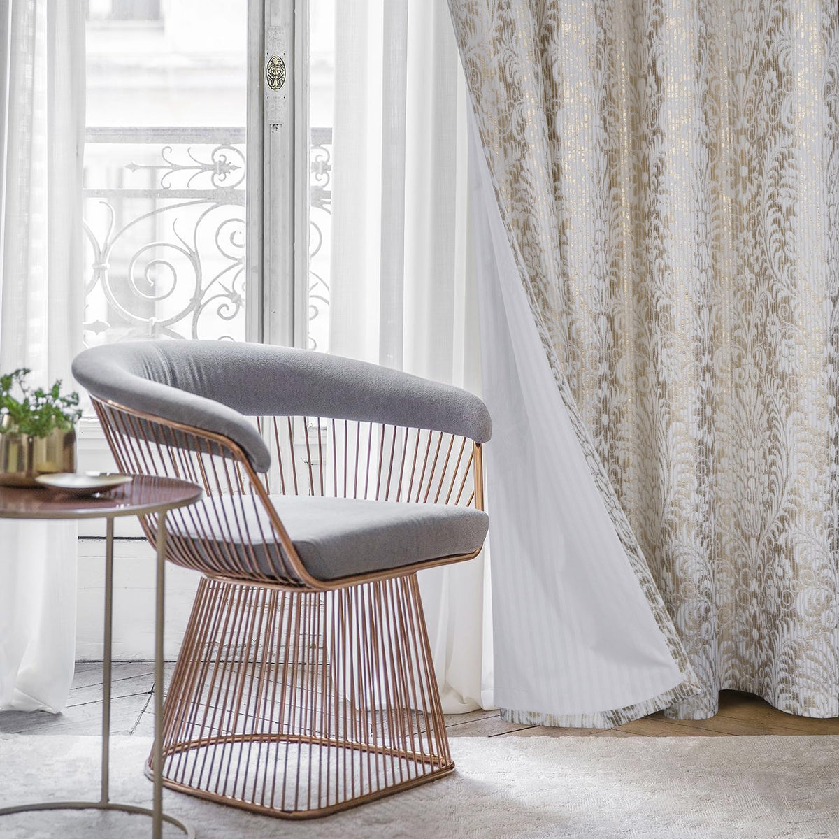 Damask Foil-Print Velvet Blackout Curtains