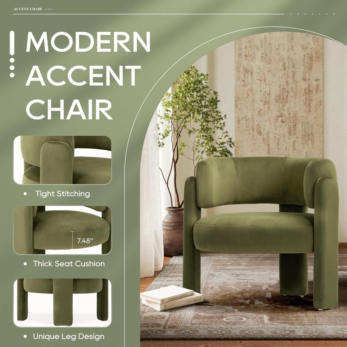COLAMY Modern Velvet Accent Chairs Set of 2