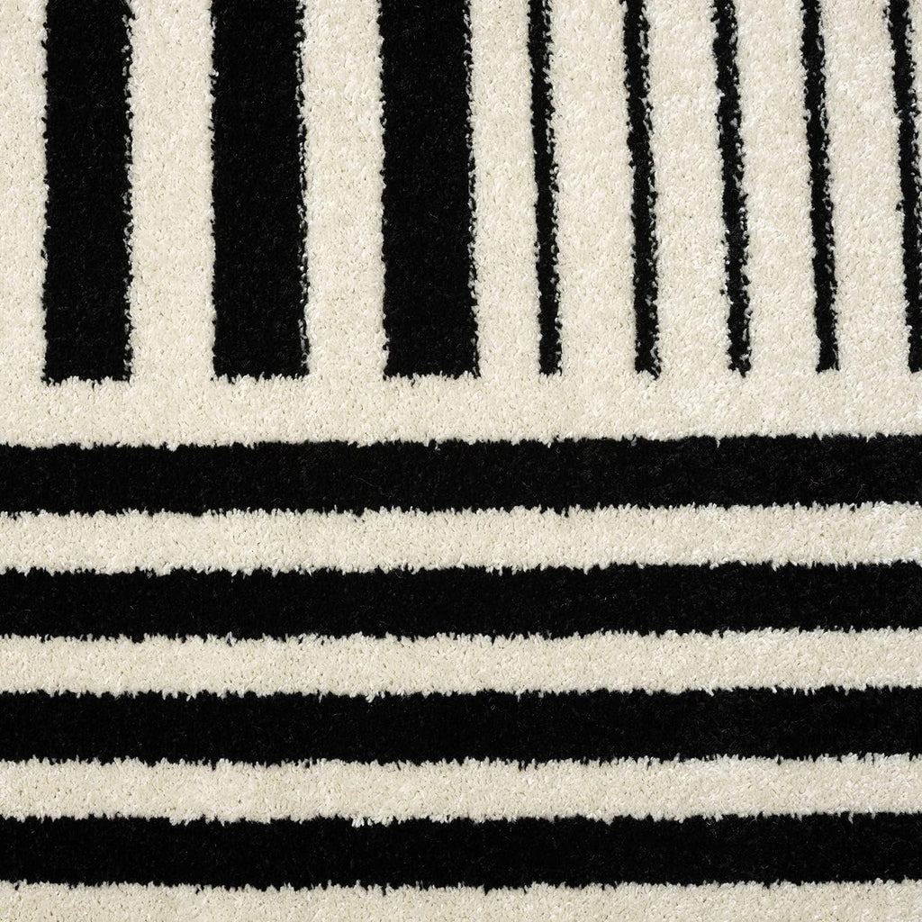 Abani Geometric Beige/Black Area Rug -6'x9' - Modern 3D Lines Design - Deco