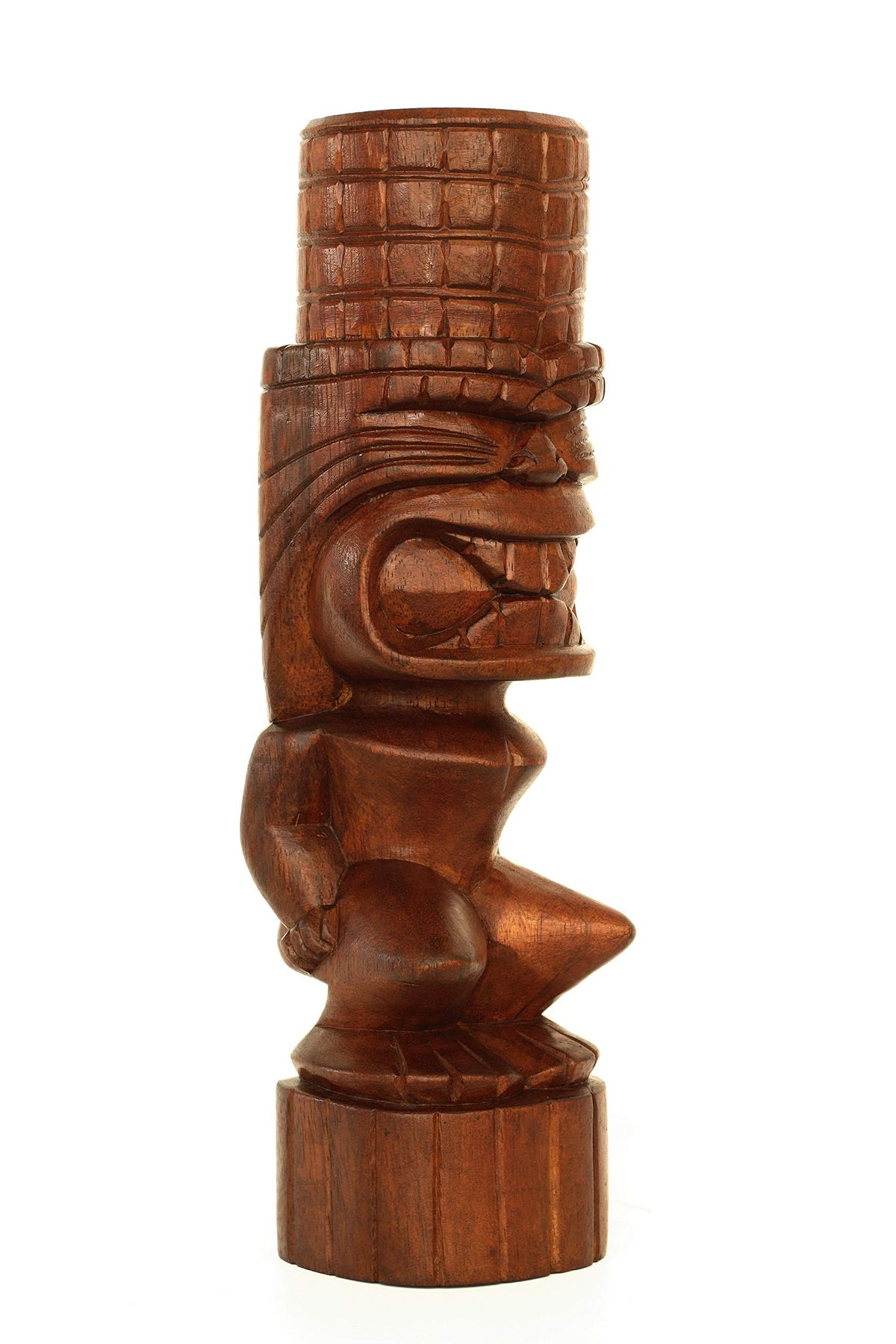 G6 Collection Handmade Wooden Primitive Tattoo Face Tribal Statue Sculpture Tiki