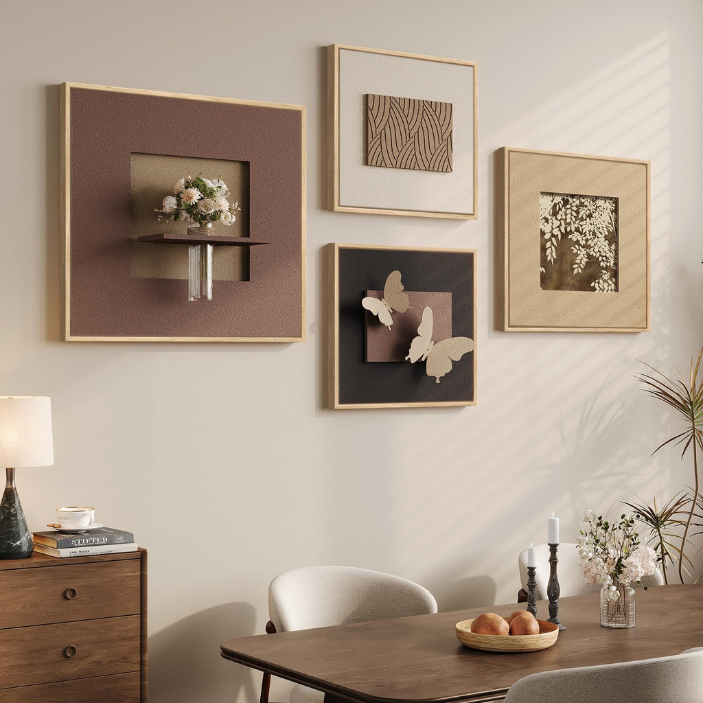 Framed 3D Textured Abstract Wall Art Set