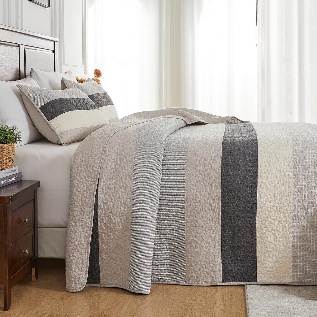 SahSahCasa 128"x120" 100% Cotton Oversized California King XL Bedspread Coverlet