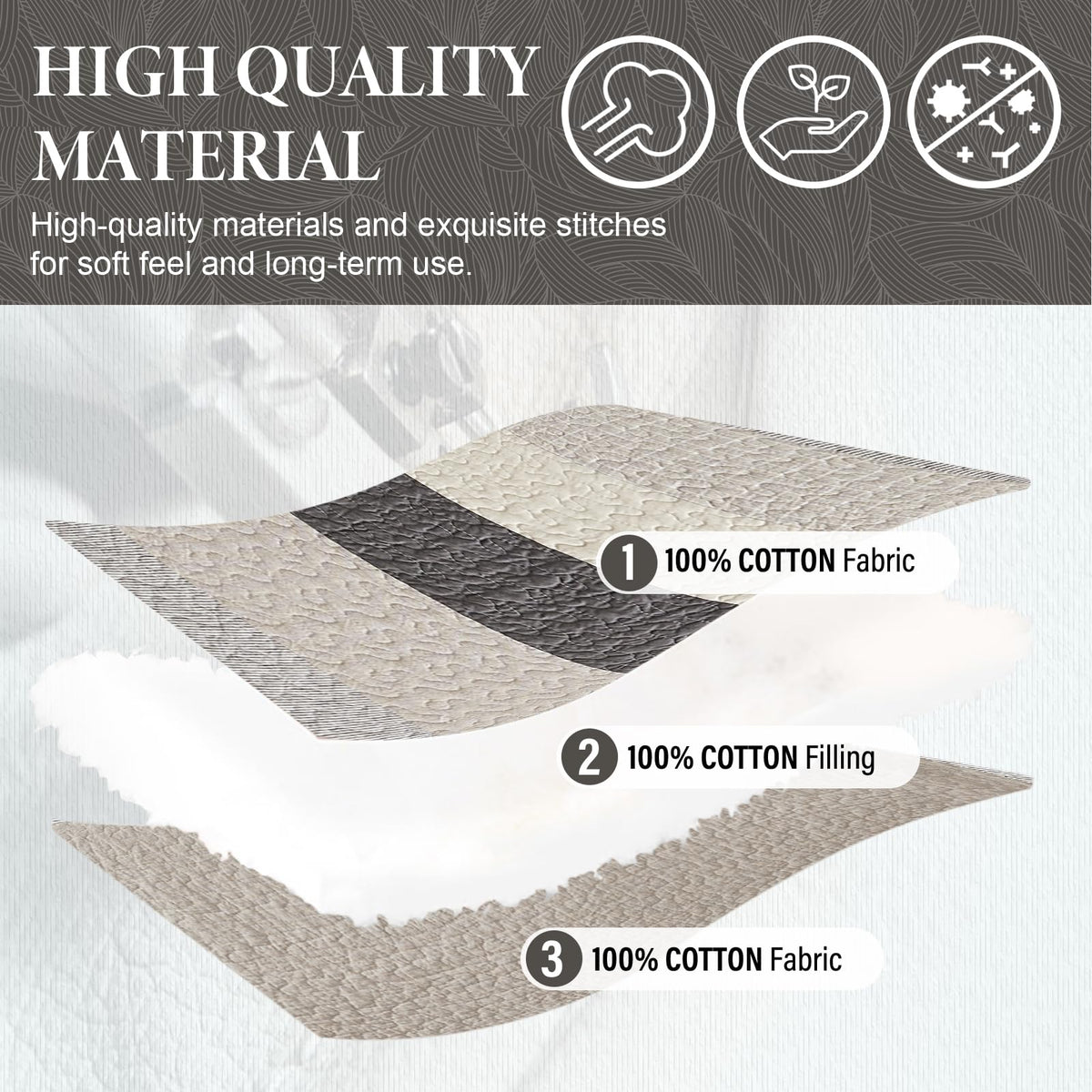 SahSahCasa 128"x120" 100% Cotton Oversized California King XL Bedspread Coverlet