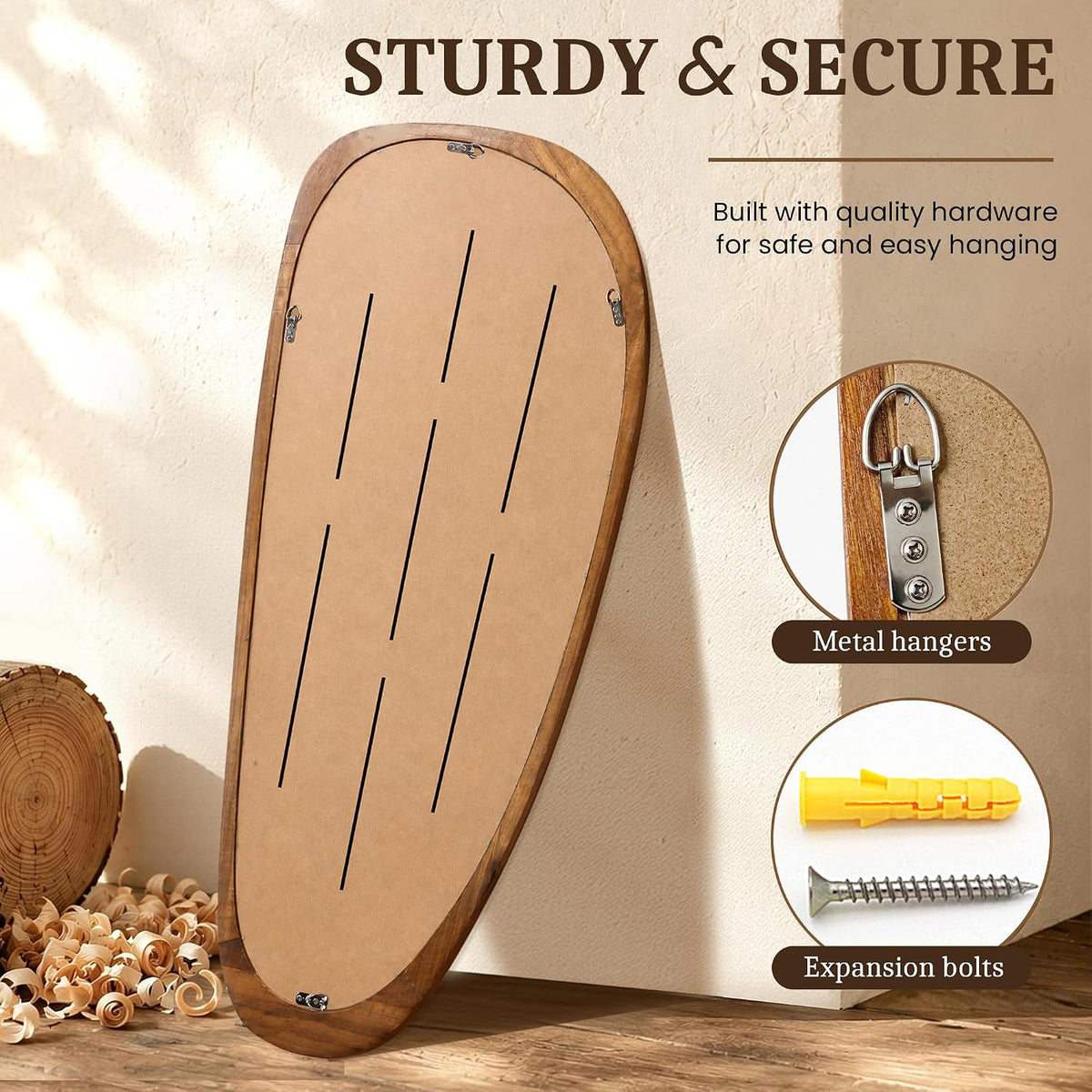 Solid Wood Irregular Full-Length Mirror