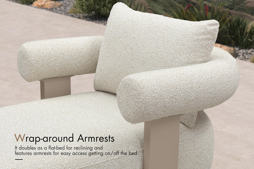PURPLE LEAF Chaise Lounge 2 Pieces with Cushion and Pillow, Armrest, White