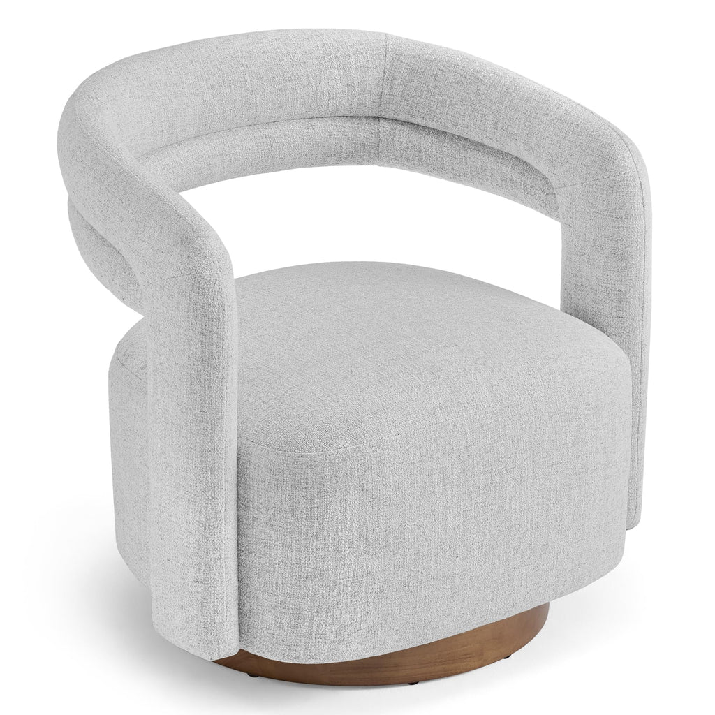 KISLOT, Swivel Accent Chair, Modern Arm Chair with Wooden Base, Cream