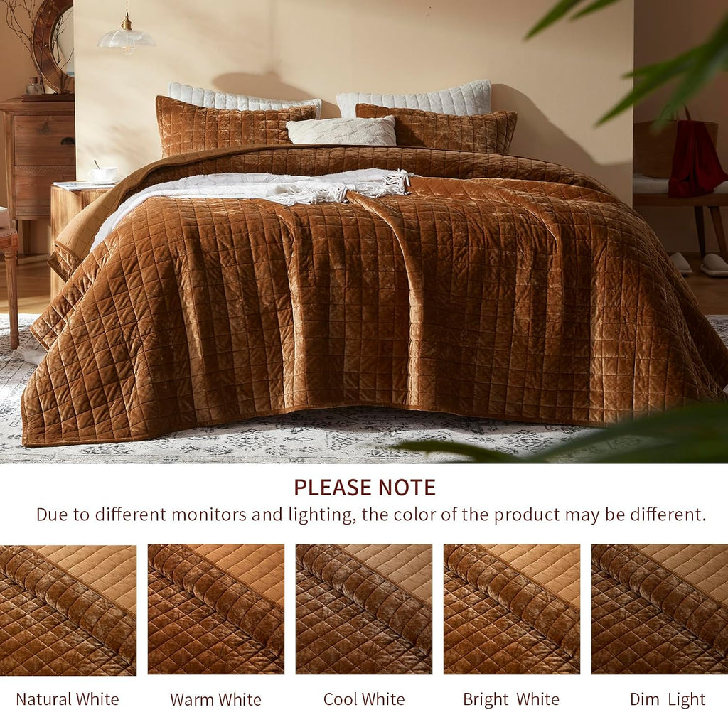 LEAONME Velvet Quilt King Size-98''x106''