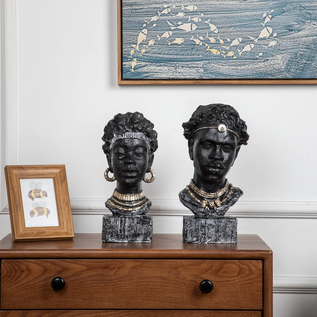 Leekung African Statues for Home Decor, African Art Sculptures Man Statue