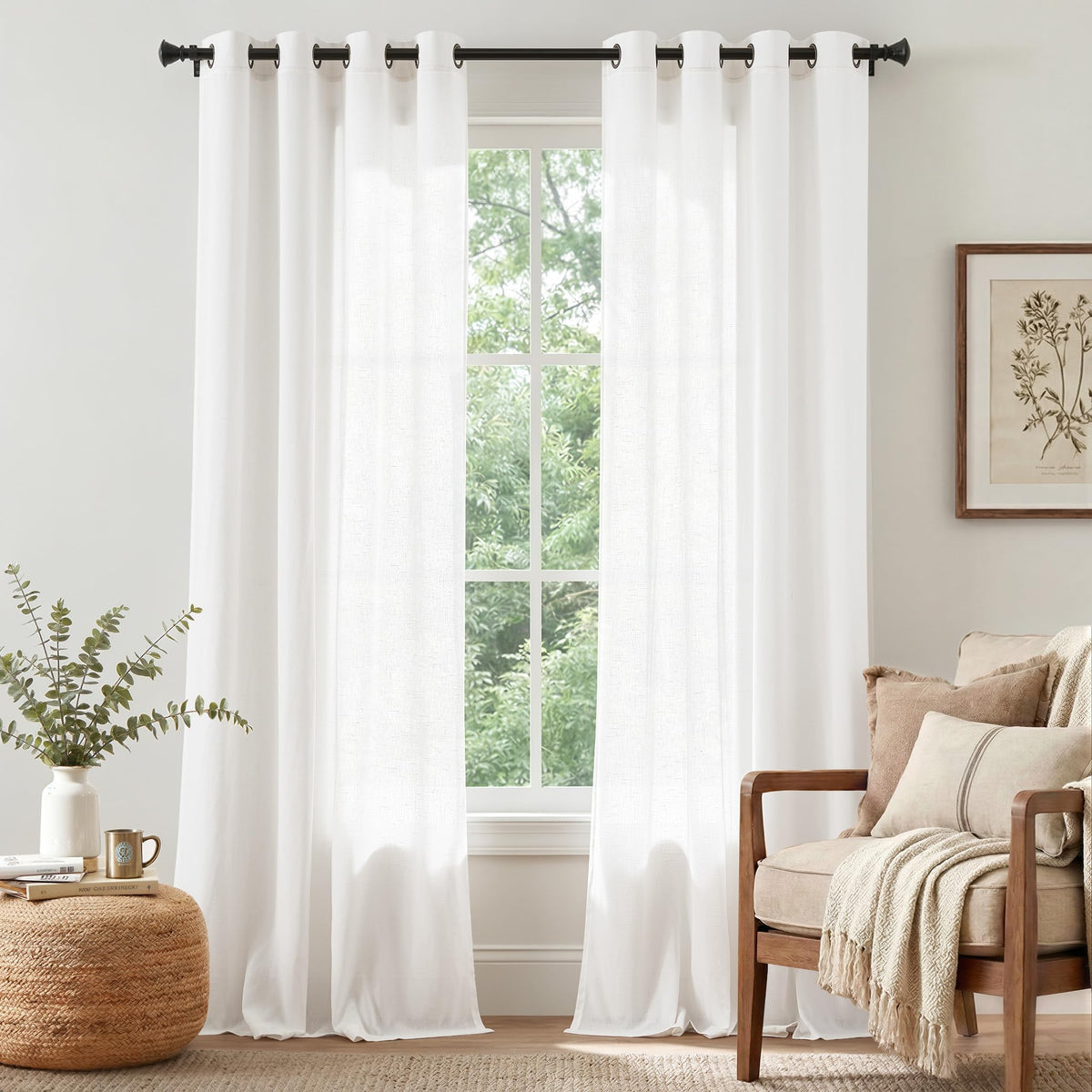 Linen Grommet Curtains, Set of Two