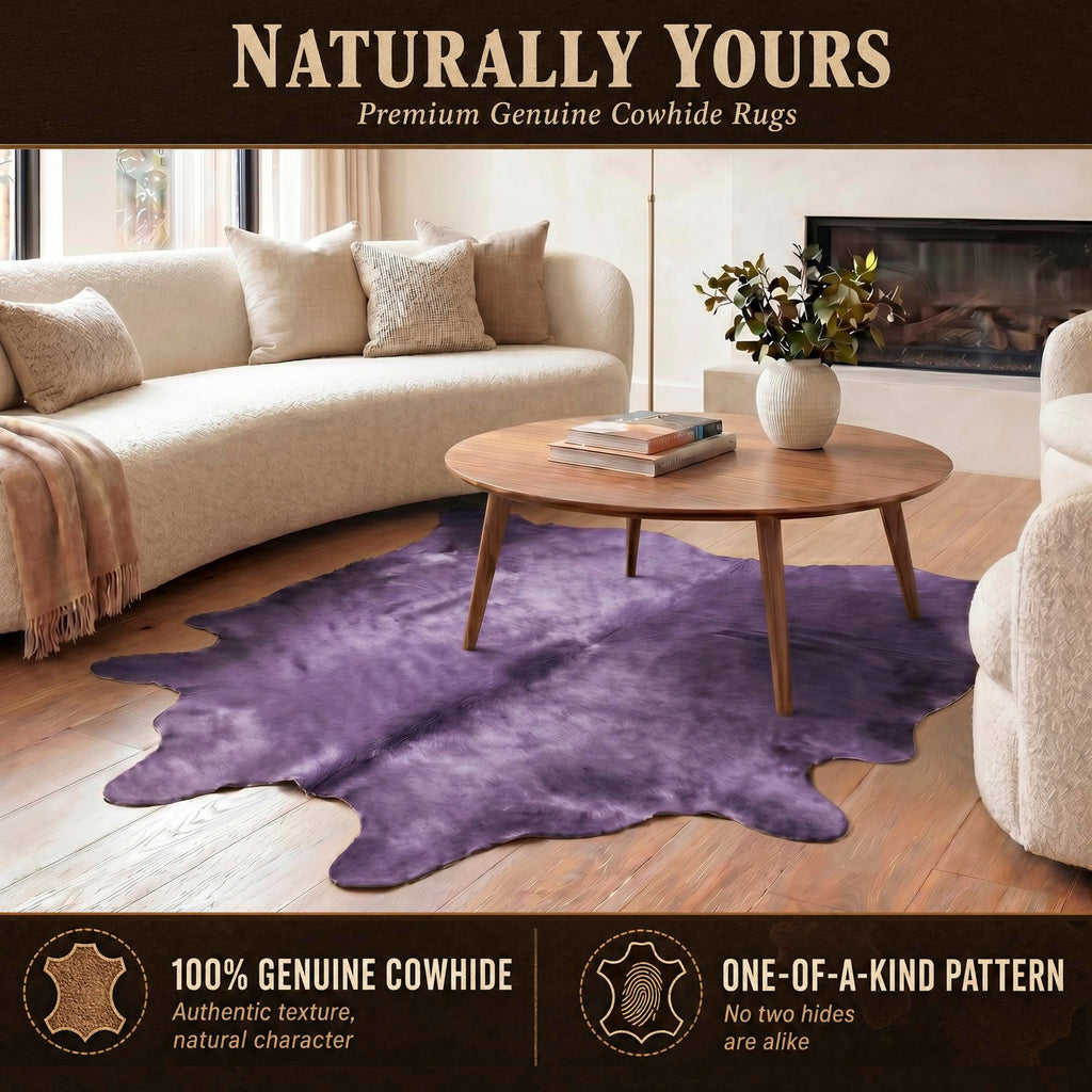 Natural Geneva Cowhide Area Rug, Off-White, 6 ft x 7 ft