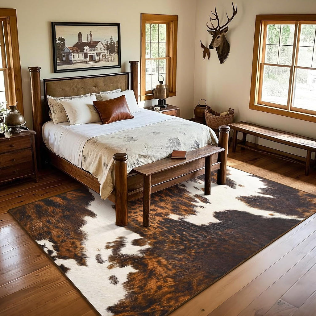 BENRON Soft Cowhide Rug 4x6, Faux Cow Hide Rug for Living Room Bedroom