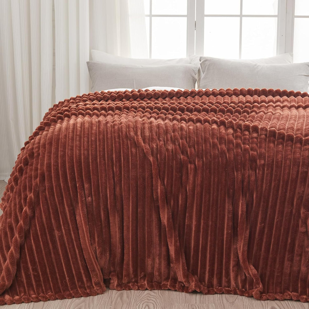 Ribbed Fleece Throw Blanket