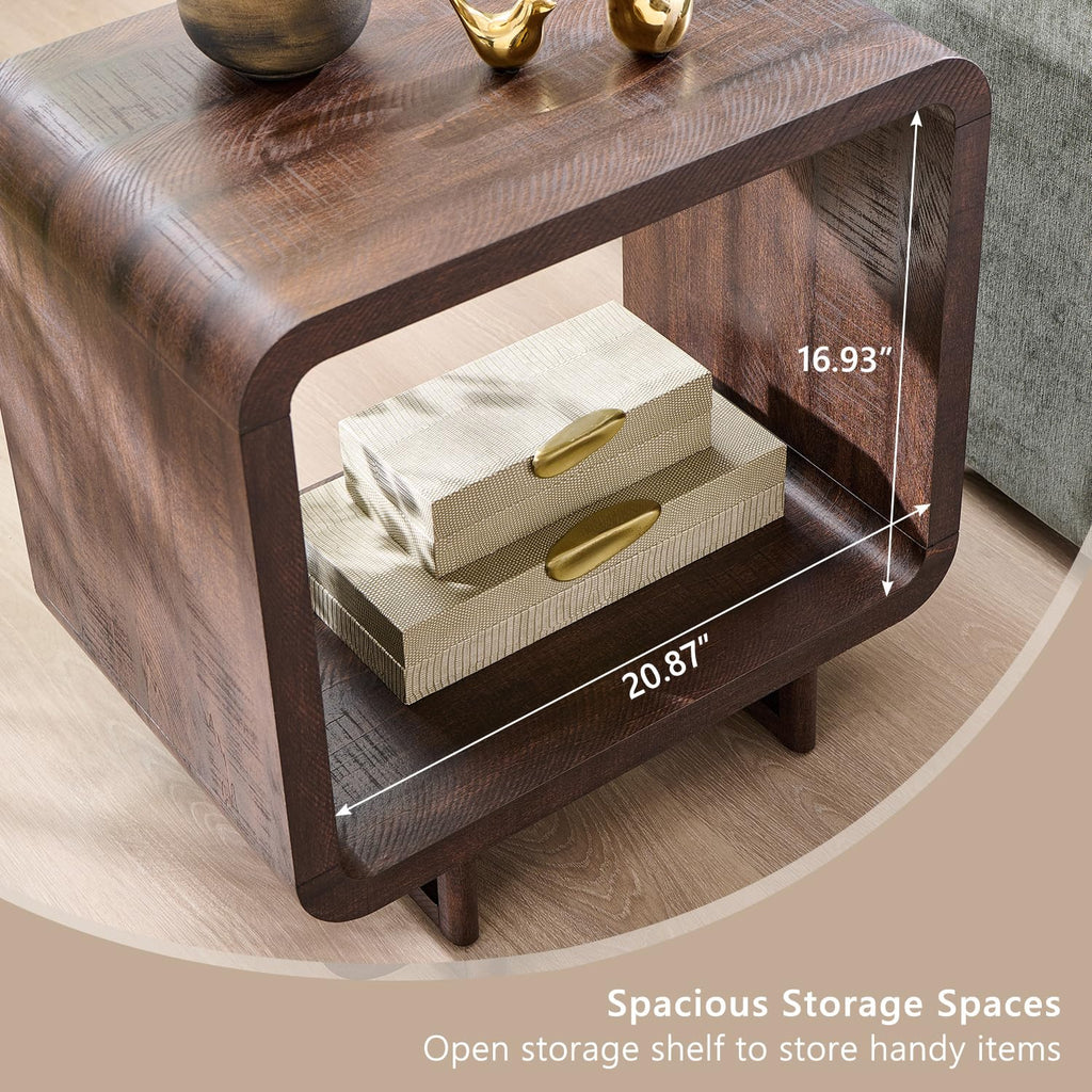 Curved Two-Tier End Table