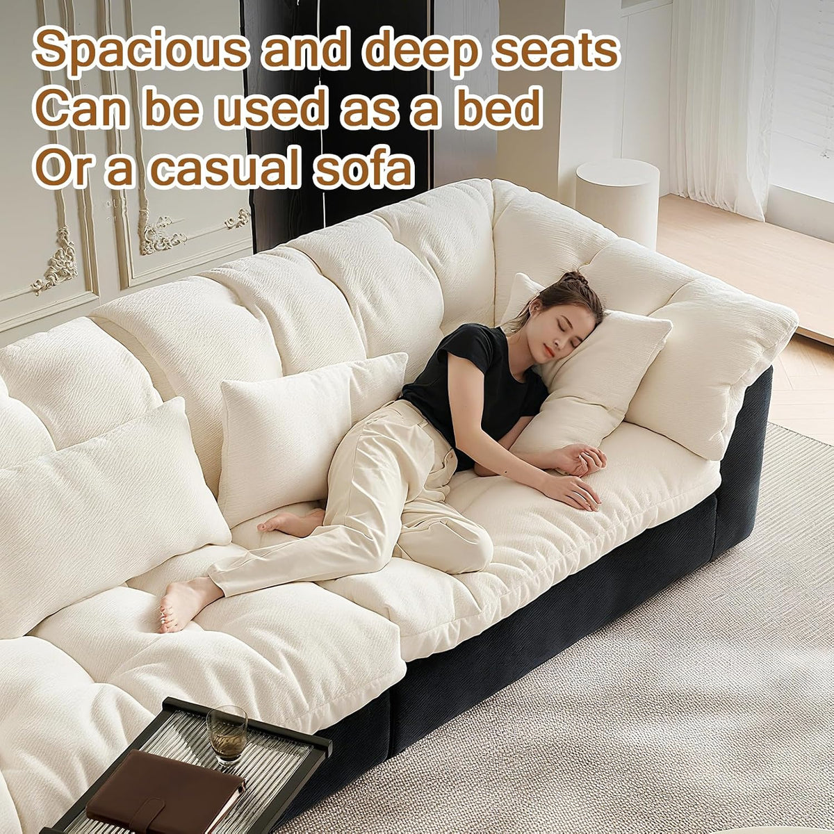 Cat Scratch Fabric Sofa Living Room 2026 new Straight Row Black and White Color