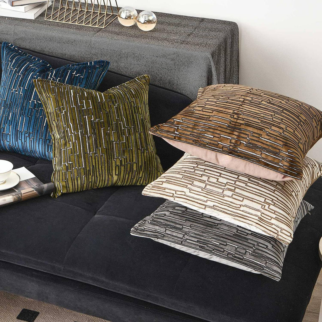 Luxury Brown Cut Pile Velvet Pillow Covers 18x18 with Raised Textured Pattern(Not a