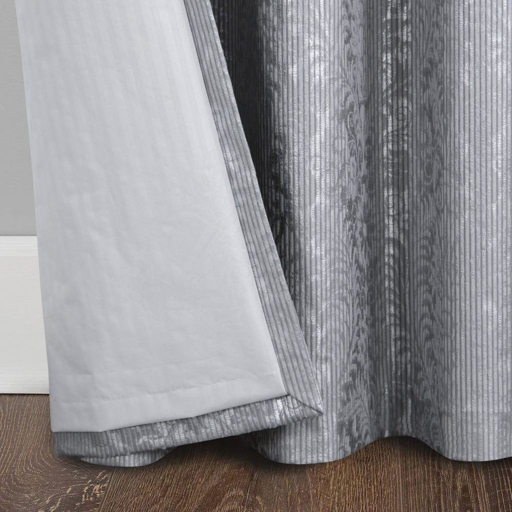 Damask Foil-Print Velvet Blackout Curtains