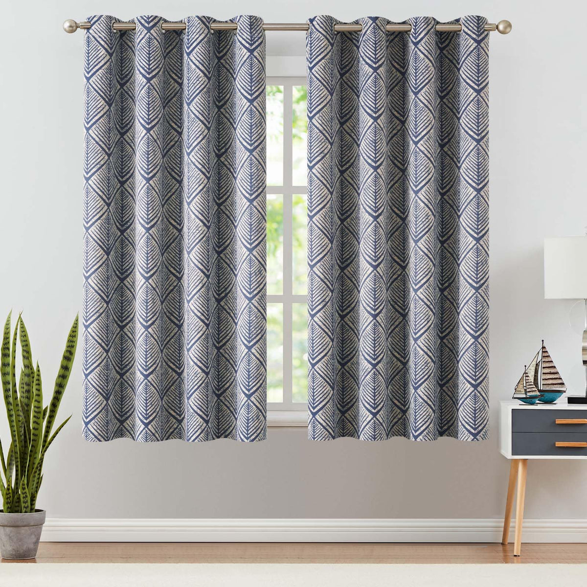 Geometric Blackout Grommet Curtains, Set of Two