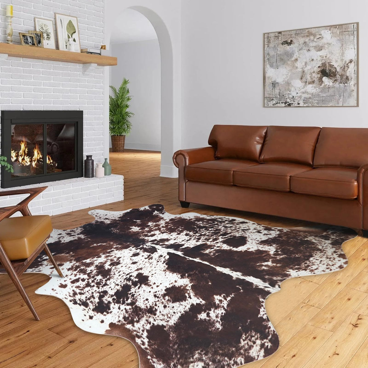 Faux Cowhide Rug 4.6x5.2 ft Cow Hide Faux Cowhide for Living Room Bedroom Dining