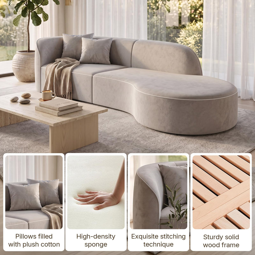 110 Inch Sectional Sofa with Deep Seat Right