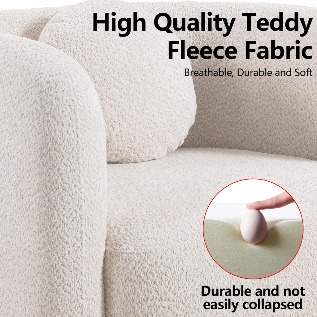 Oversized Boucle Accent Chair, Cream White Sherpa Wingback Chair